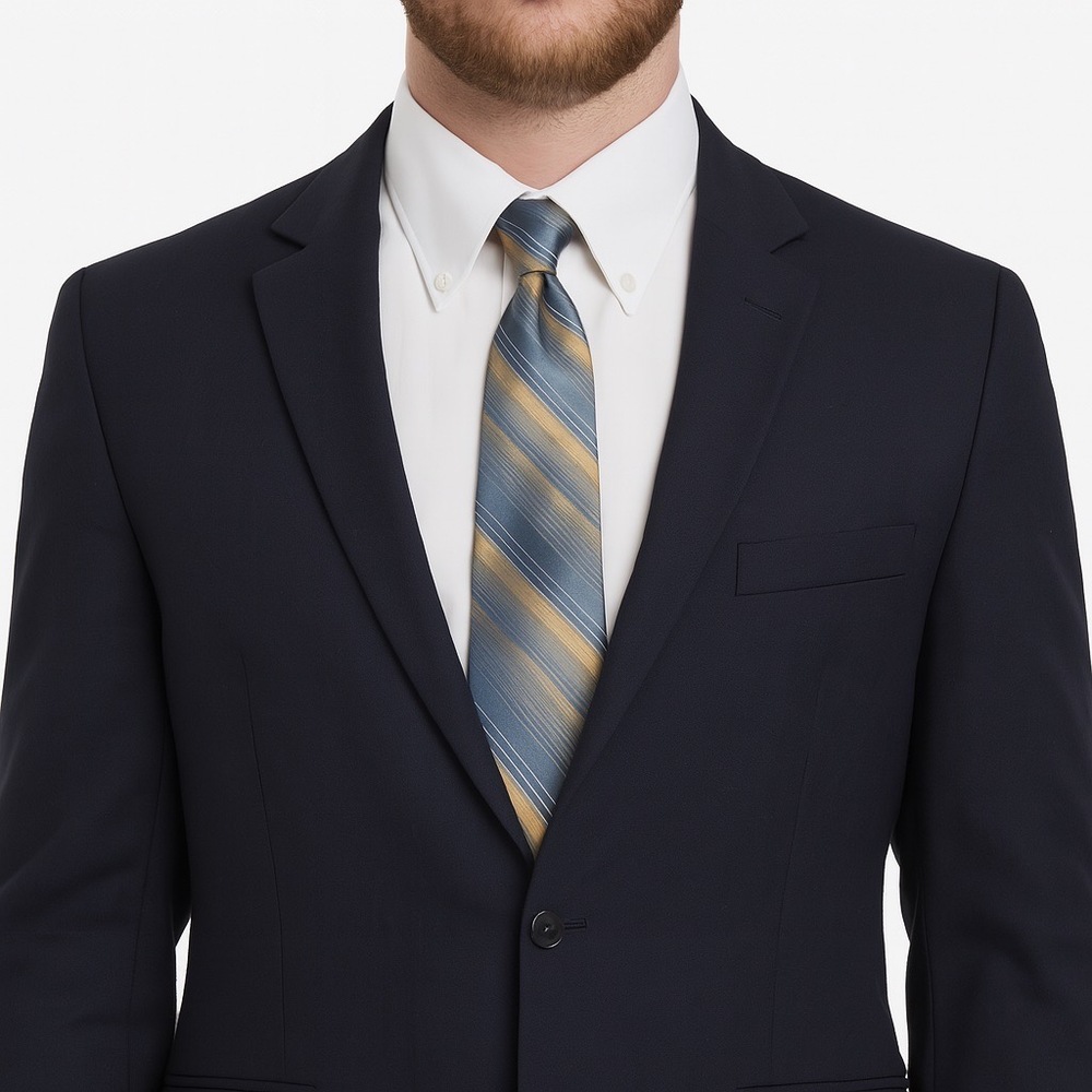 DKNY‎ Silk Tie Light Blue Silver Striped Classic Necktie Men's Business Formal